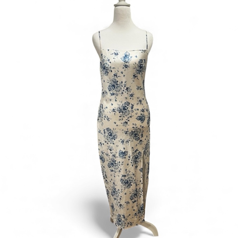 Hello Molly Cream Dress with Blue Floral Design